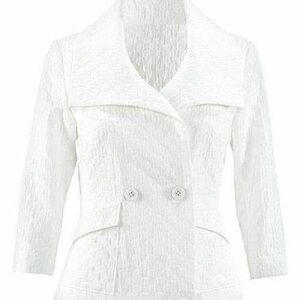 CAbi Double-Breasted White Blazer